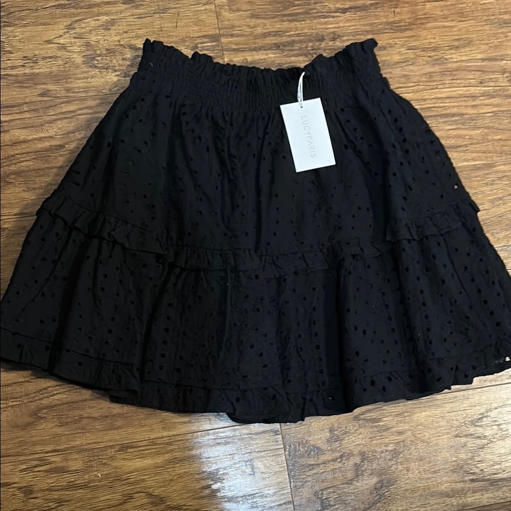 Lucy Paris Black Tiered Bubble Mini Skirt